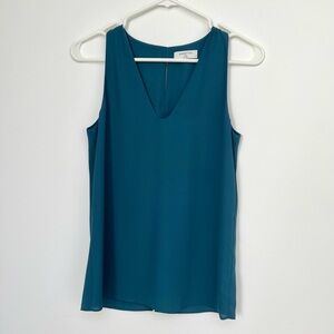 BABATON Aritzia XXS Teal V-neck Camisole Tank w/ Cutout Slits/Holes Work Career